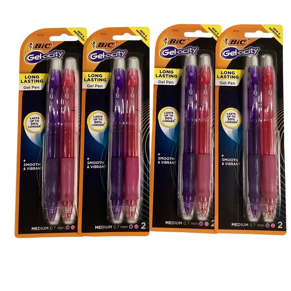 BIC Gelocity Gel Pens, Medium Point 0.7mm, Assorted Ink Colors,โ 2-Count Pack.